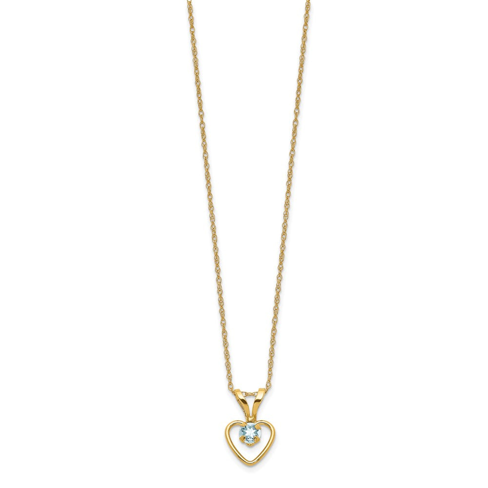 FJC Finejewelers 14 kt Yellow Gold 3mm Aquamarine Heart Birthstone Necklace 15 Inches x 6 mm