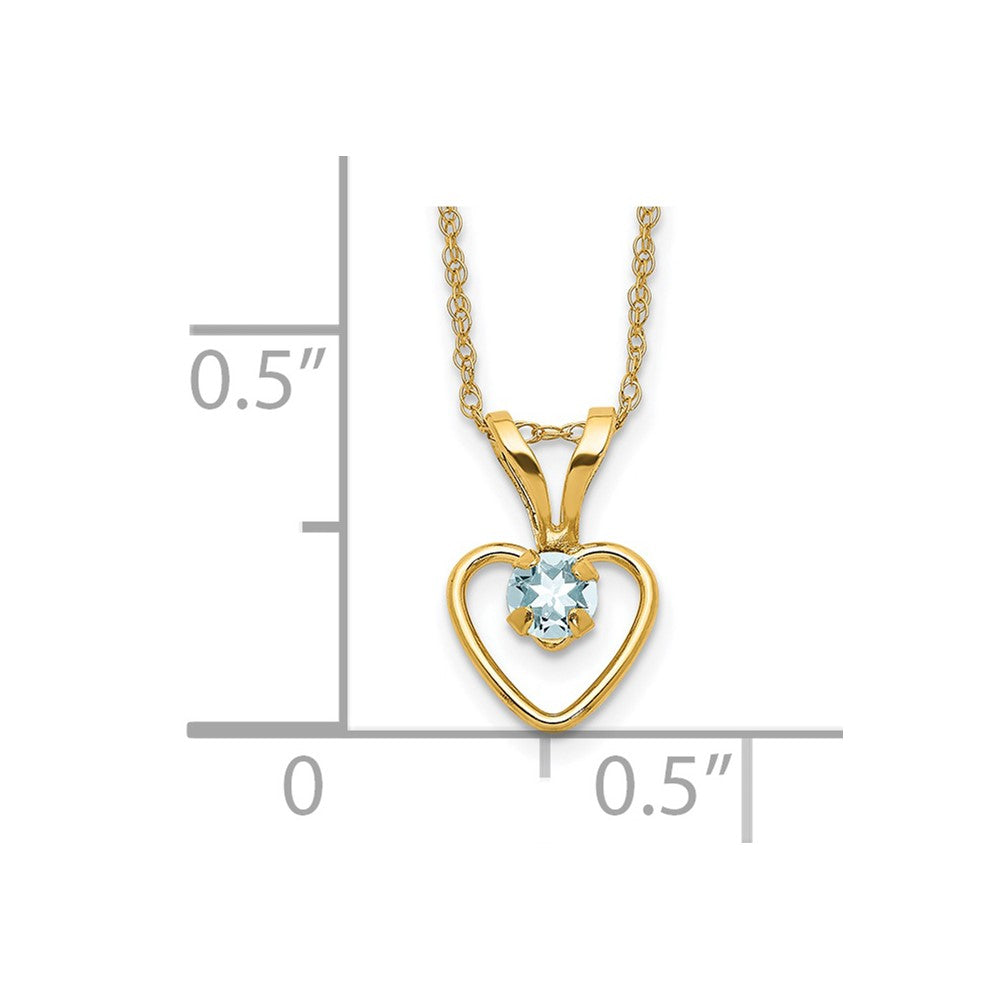 FJC Finejewelers 14 kt Yellow Gold 3mm Aquamarine Heart Birthstone Necklace 15 Inches x 6 mm