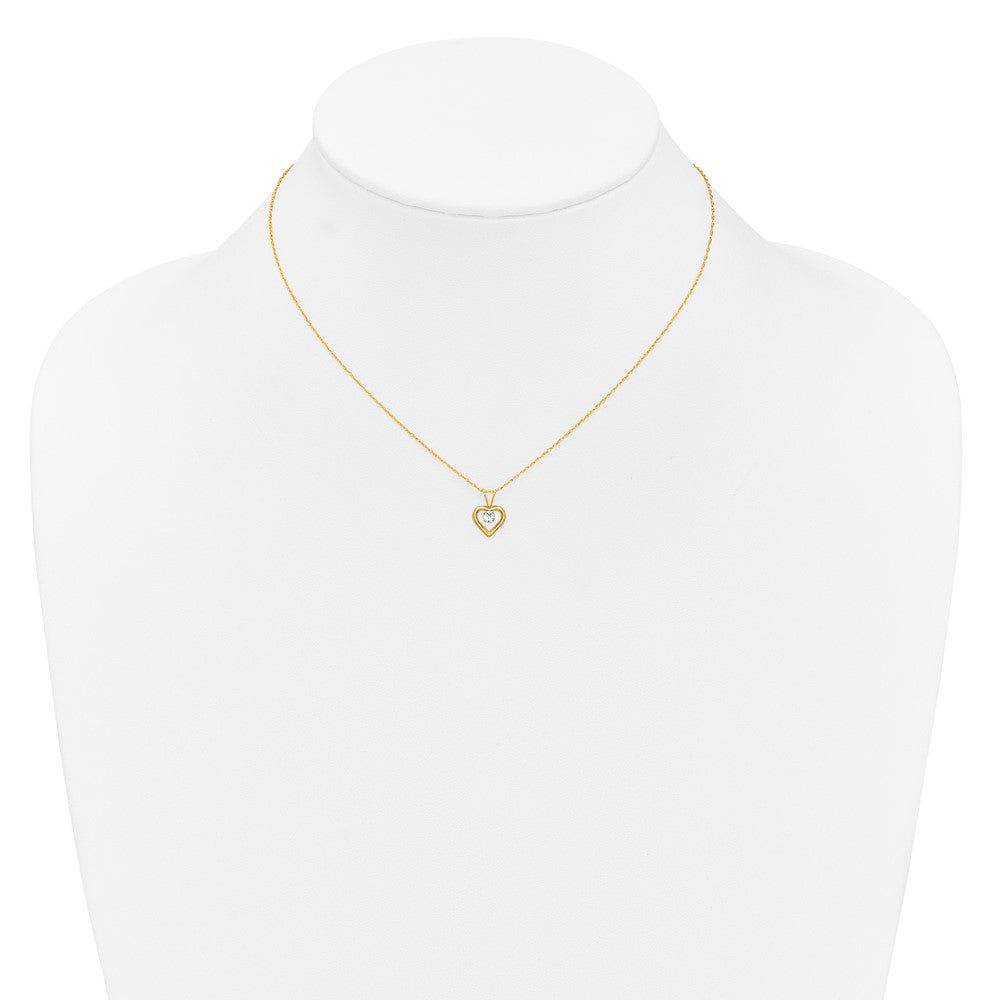 FJC Finejewelers 14 kt Yellow Gold 3mm Aquamarine Heart Birthstone Necklace 15 Inches x 6 mm