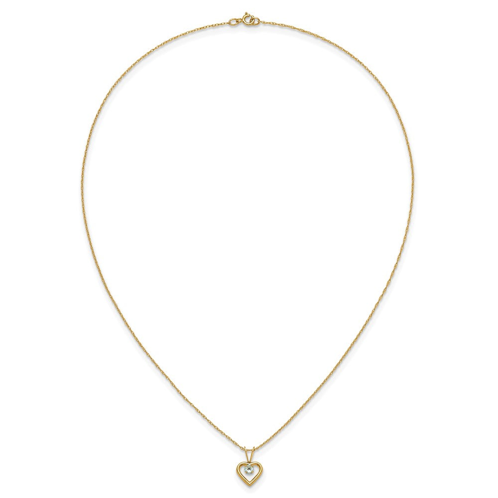 FJC Finejewelers 14 kt Yellow Gold 3mm Aquamarine Heart Birthstone Necklace 15 Inches x 6 mm