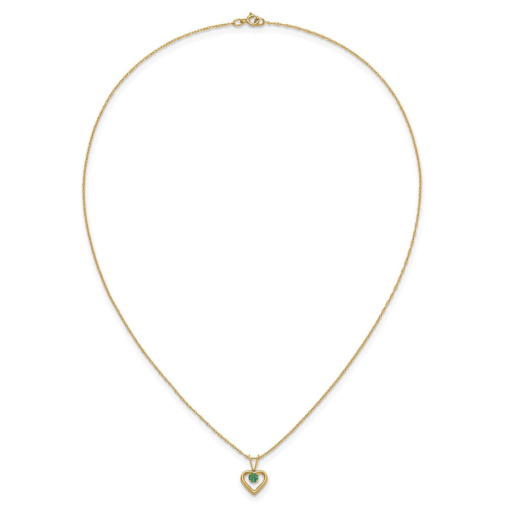 FJC Finejewelers 14 kt Yellow Gold Rope 3mm Emerald Heart Birthstone Necklace 15 Inches x 6 mm