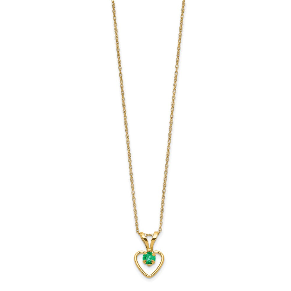 FJC Finejewelers 14 kt Yellow Gold Rope 3mm Emerald Heart Birthstone Necklace 15 Inches x 6 mm