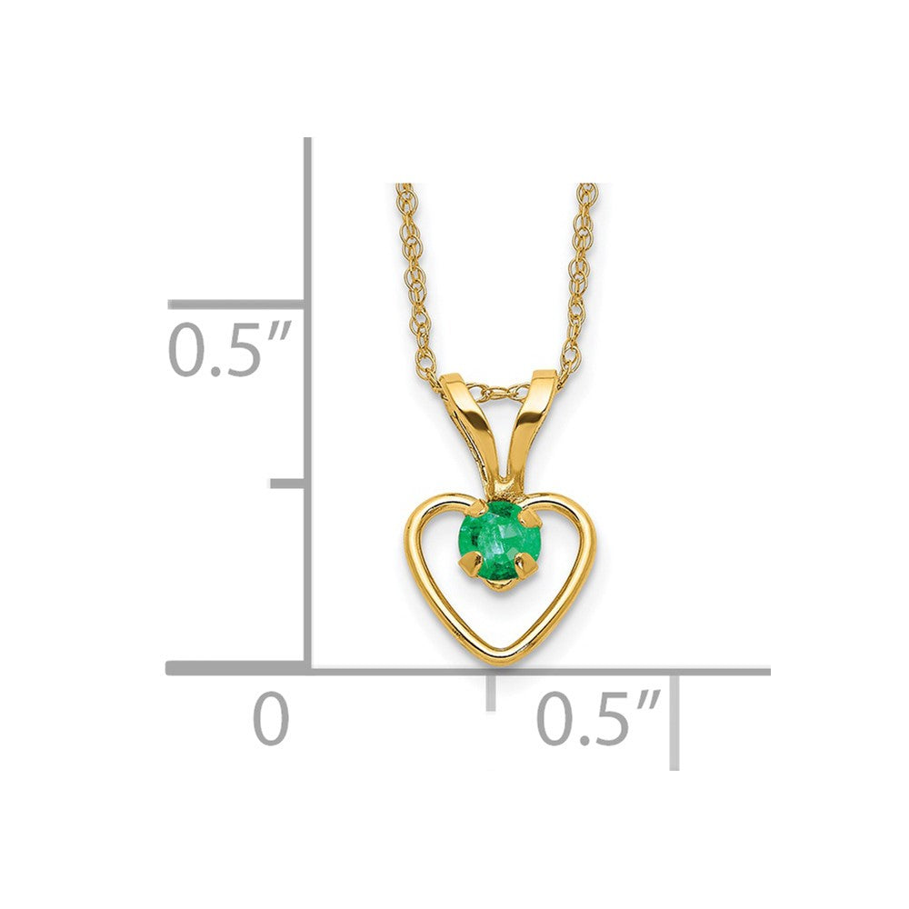 FJC Finejewelers 14 kt Yellow Gold Rope 3mm Emerald Heart Birthstone Necklace 15 Inches x 6 mm