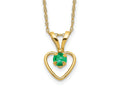 FJC Finejewelers 14 kt Yellow Gold Rope 3mm Emerald Heart Birthstone Necklace 15 Inches x 6 mm