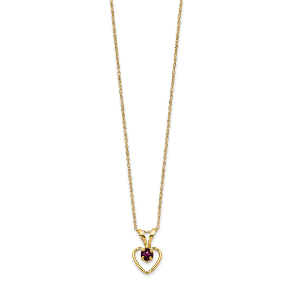 FJC Finejewelers 14 kt Yellow Gold 3mm Rhodolite Garnet Heart Birthstone Necklace 15 Inches x 6 mm