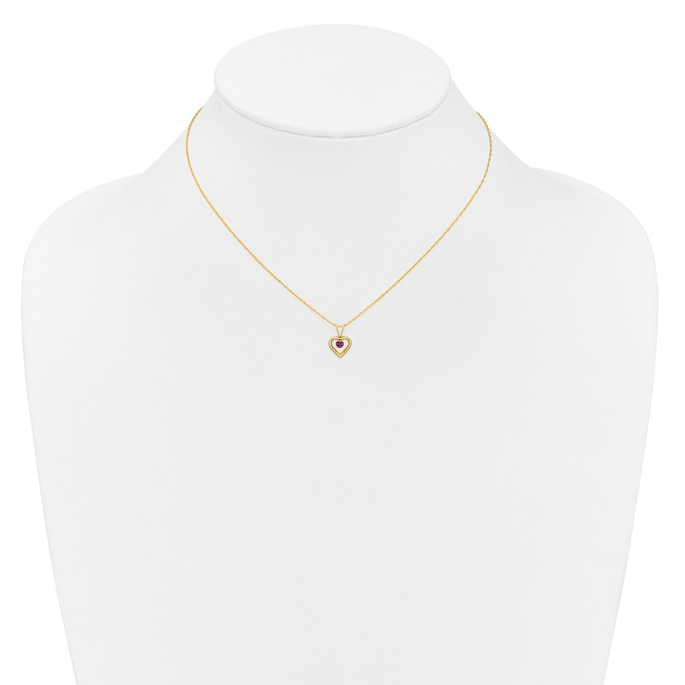 FJC Finejewelers 14 kt Yellow Gold 3mm Rhodolite Garnet Heart Birthstone Necklace 15 Inches x 6 mm