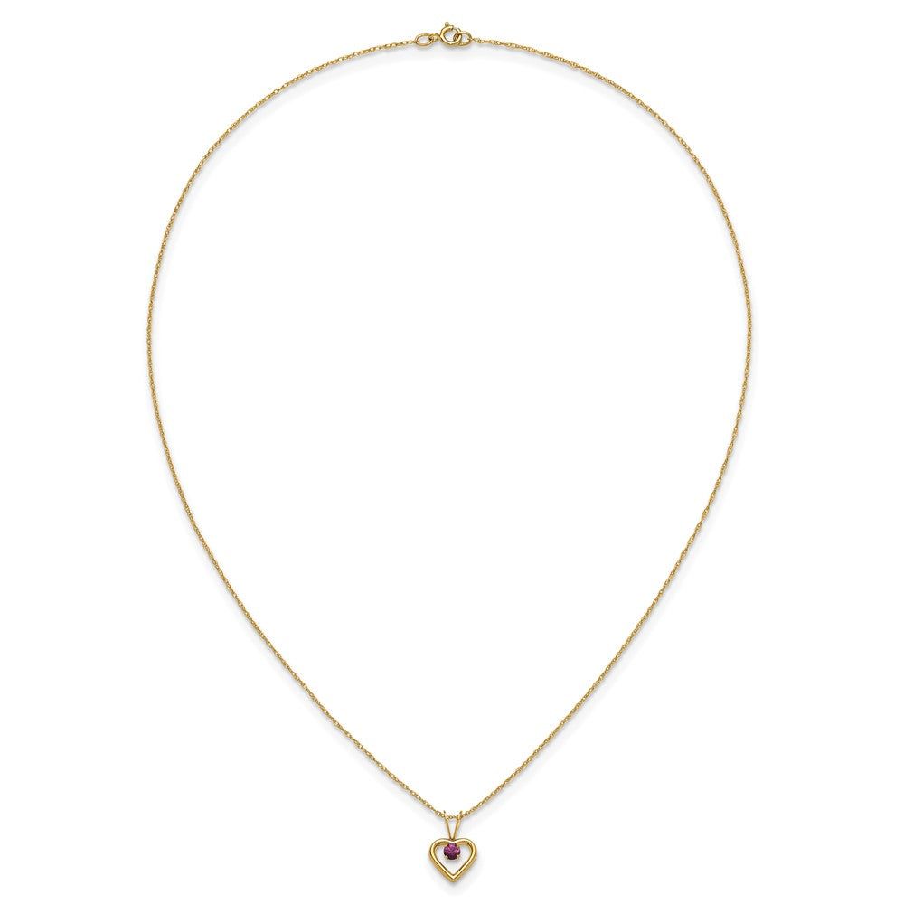 FJC Finejewelers 14 kt Yellow Gold 3mm Rhodolite Garnet Heart Birthstone Necklace 15 Inches x 6 mm