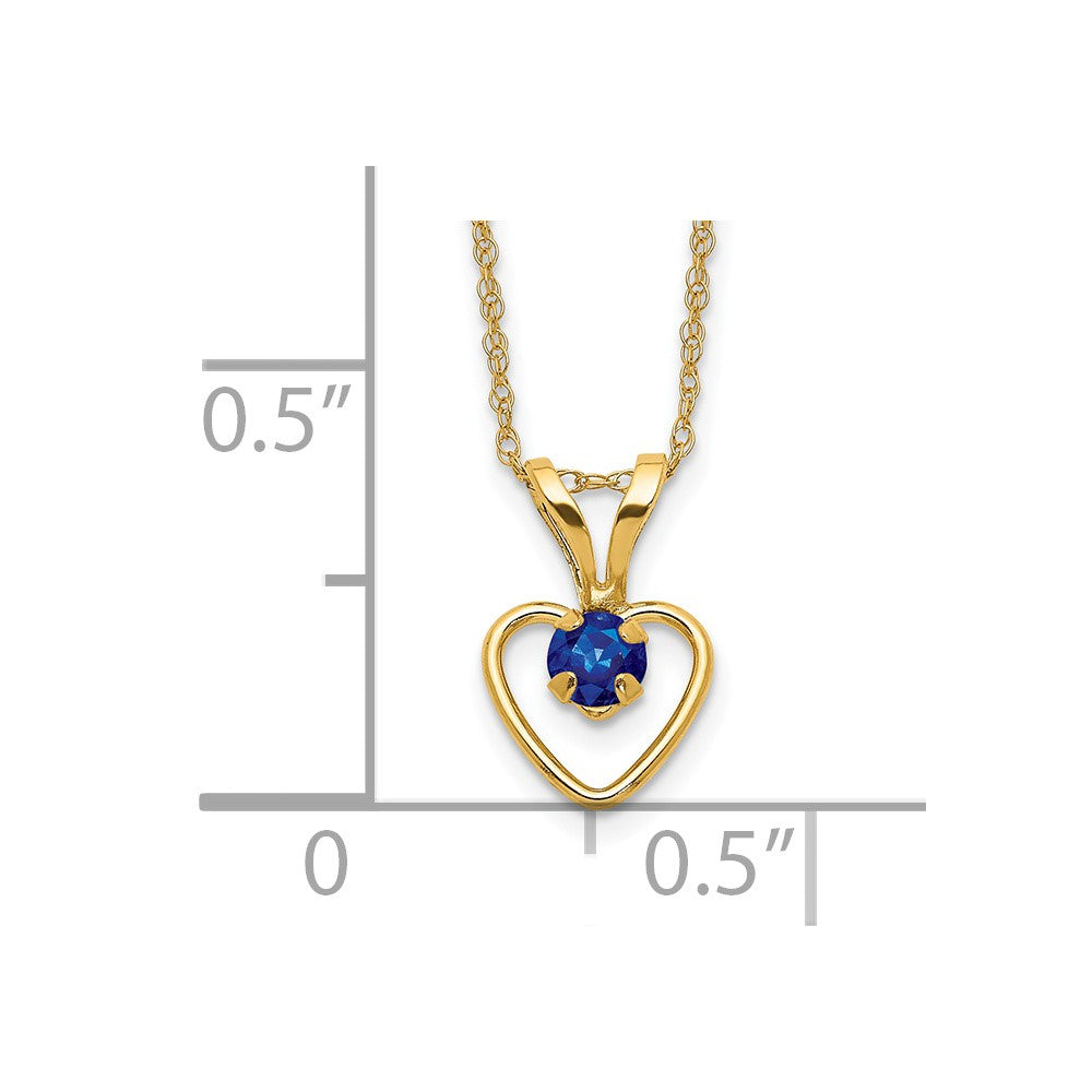 FJC Finejewelers 14 kt Yellow Gold Madi K 3mm Sapphire Heart Birthstone Necklace 15 Inches x 6 mm