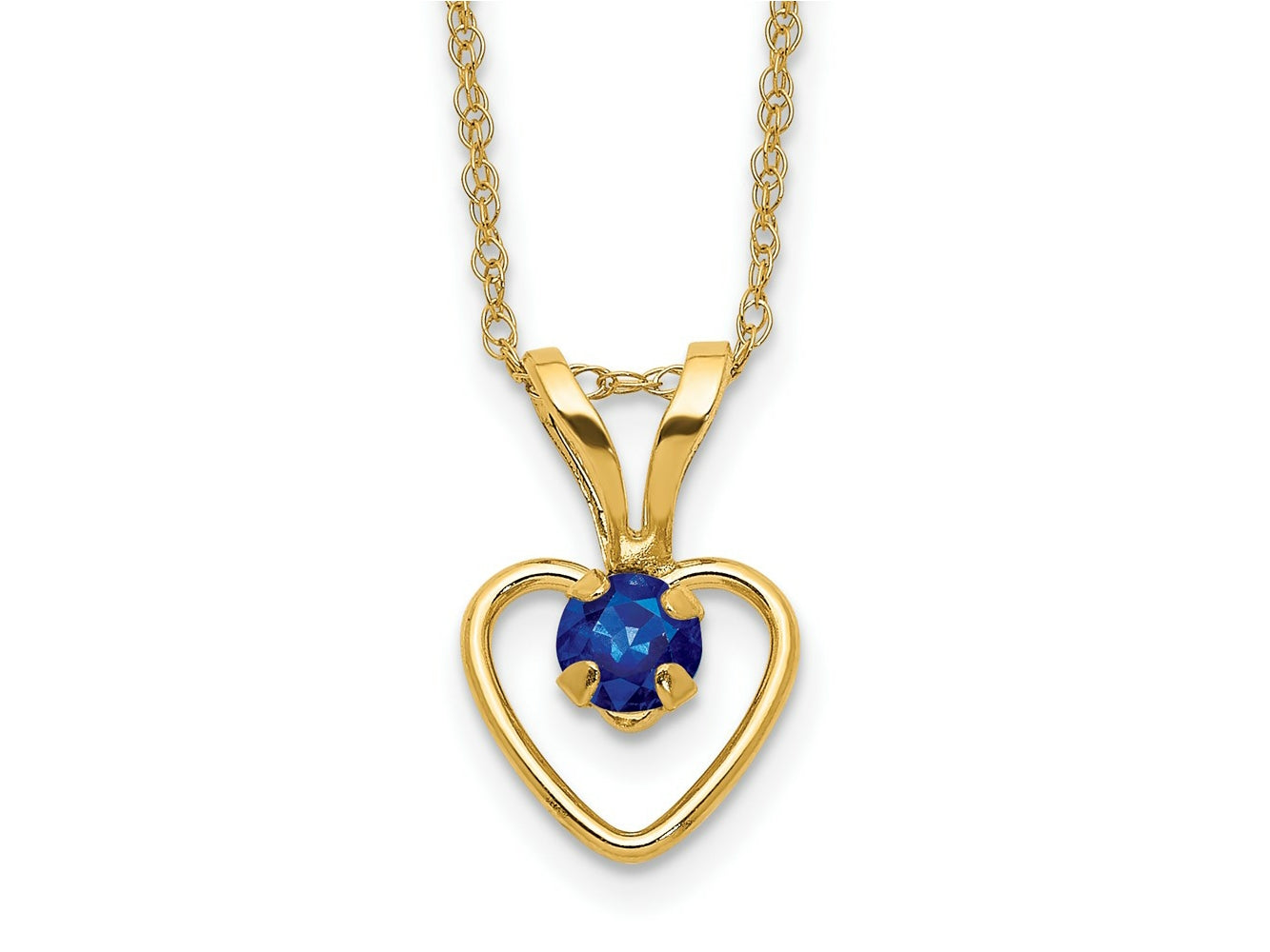 FJC Finejewelers 14 kt Yellow Gold Madi K 3mm Sapphire Heart Birthstone Necklace 15 Inches x 6 mm