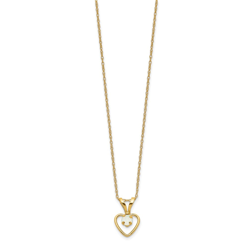 FJC Finejewelers 14 kt Yellow Gold Madi K 3mm Opal Heart Necklace 15 Inches x 6 mm