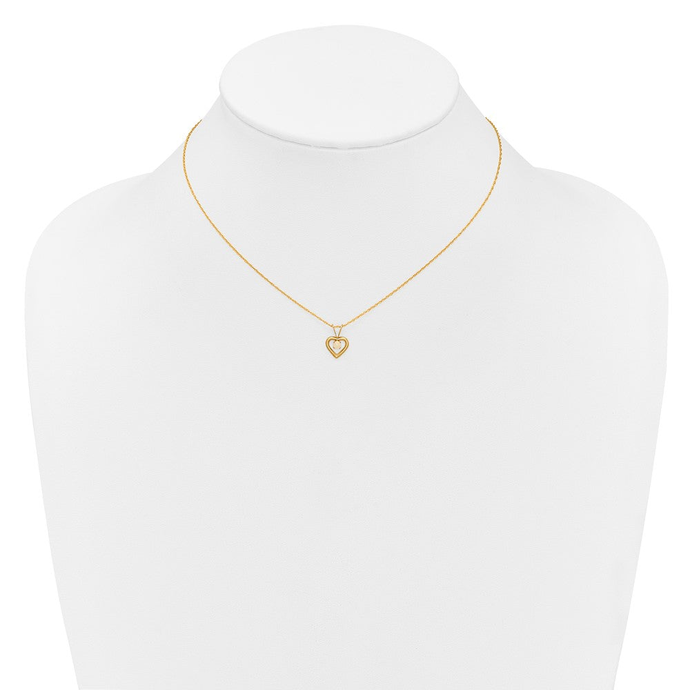 FJC Finejewelers 14 kt Yellow Gold Madi K 3mm Opal Heart Necklace 15 Inches x 6 mm