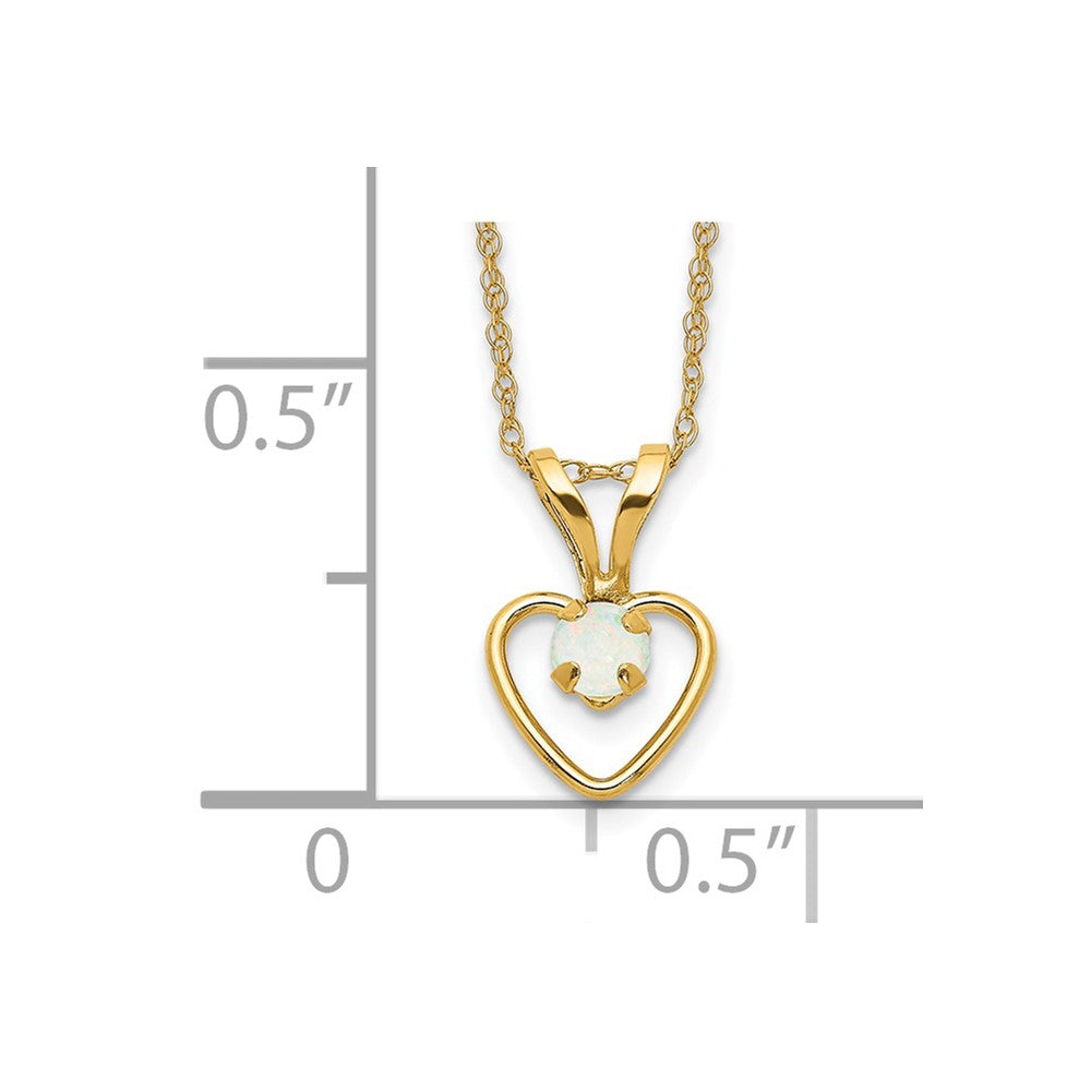 FJC Finejewelers 14 kt Yellow Gold Madi K 3mm Opal Heart Necklace 15 Inches x 6 mm
