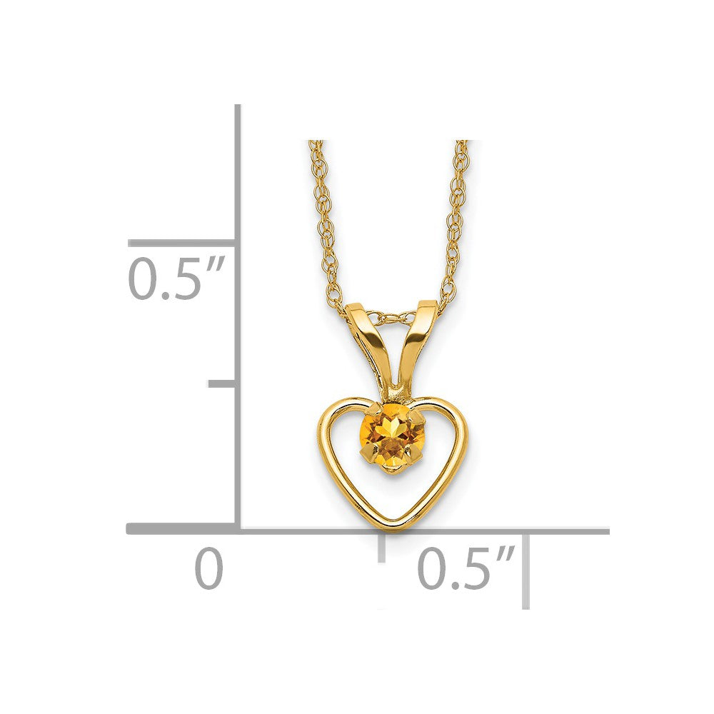 FJC Finejewelers 14 kt Yellow Gold Madi K 3mm Citrine Heart Birthstone Necklace 15 Inches x 6 mm