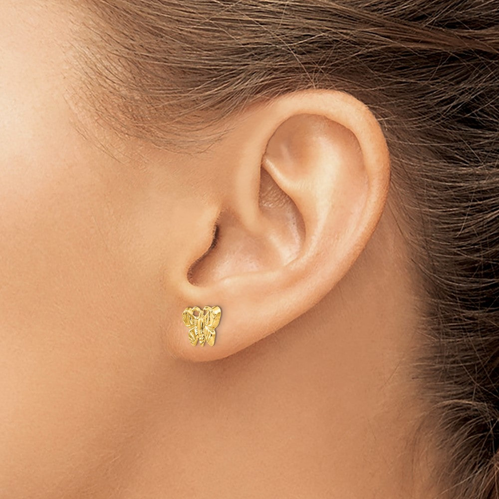 FJC Finejewelers 14 kt Yellow Gold Button Madi K Butterfly Earrings 8 mm x 11 mm