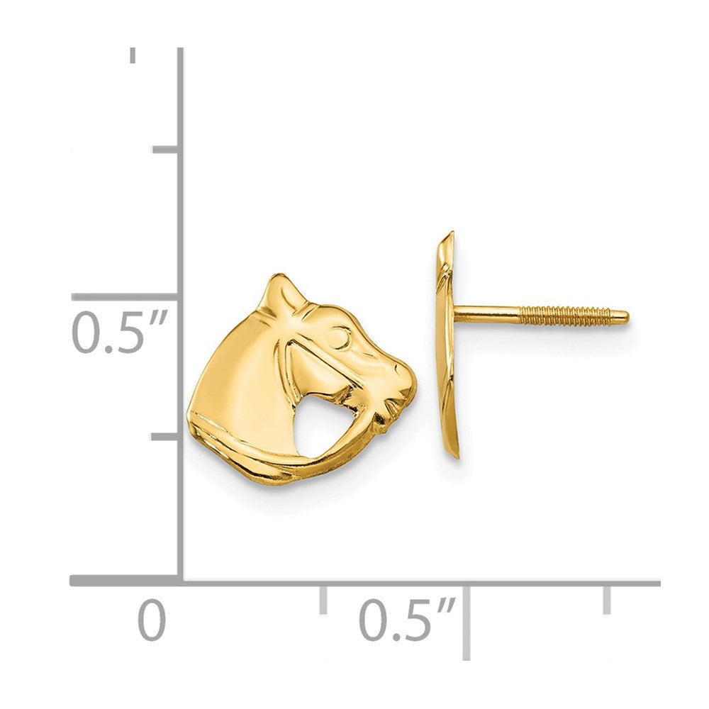 FJC Finejewelers 14 kt Yellow Gold Button Madi K Horse Head Earrings 8 mm x 10 mm