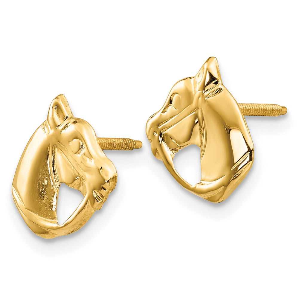 FJC Finejewelers 14 kt Yellow Gold Button Madi K Horse Head Earrings 8 mm x 10 mm