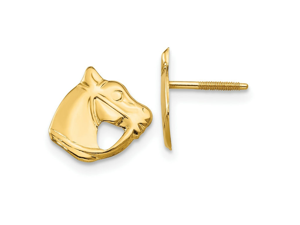 FJC Finejewelers 14 kt Yellow Gold Button Madi K Horse Head Earrings 8 mm x 10 mm