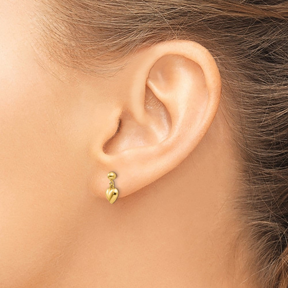 FJC Finejewelers 14 kt Yellow Gold Madi K Puffed Heart Post Dangle Earrings 11 mm x 6 mm