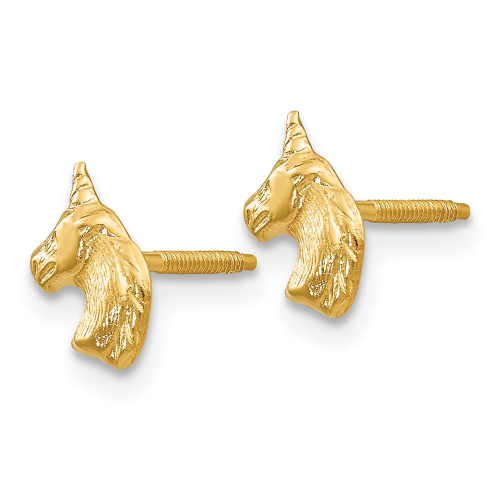 FJC Finejewelers 14 kt Yellow Gold Button Madi K Unicorn Post Earrings 8 mm x 5 mm