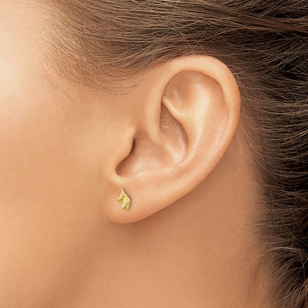 FJC Finejewelers 14 kt Yellow Gold Button Madi K Unicorn Post Earrings 8 mm x 5 mm