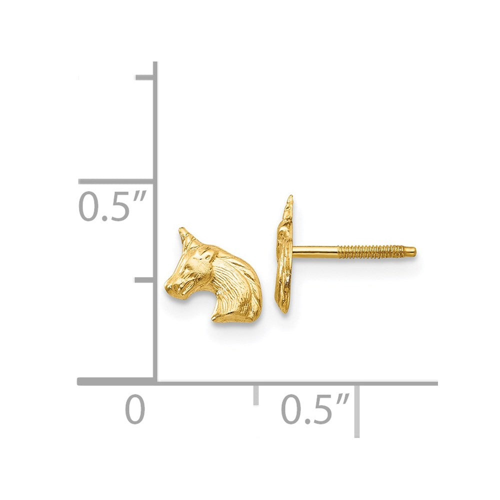 FJC Finejewelers 14 kt Yellow Gold Button Madi K Unicorn Post Earrings 8 mm x 5 mm