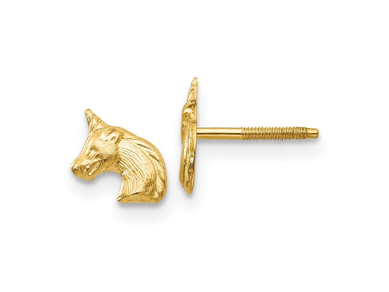 FJC Finejewelers 14 kt Yellow Gold Button Madi K Unicorn Post Earrings 8 mm x 5 mm