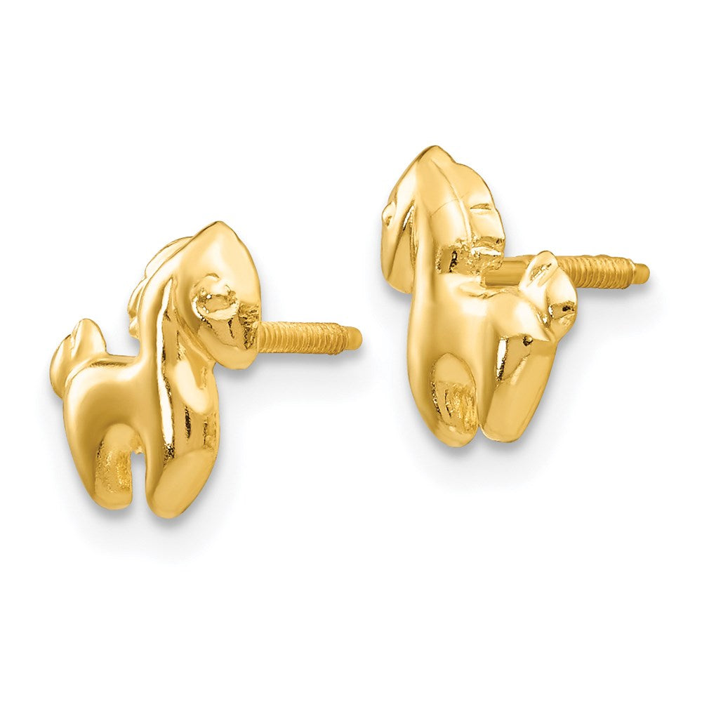 FJC Finejewelers 14 kt Yellow Gold Button Madi K Pony Screwback Earrings 10 mm x 5 mm