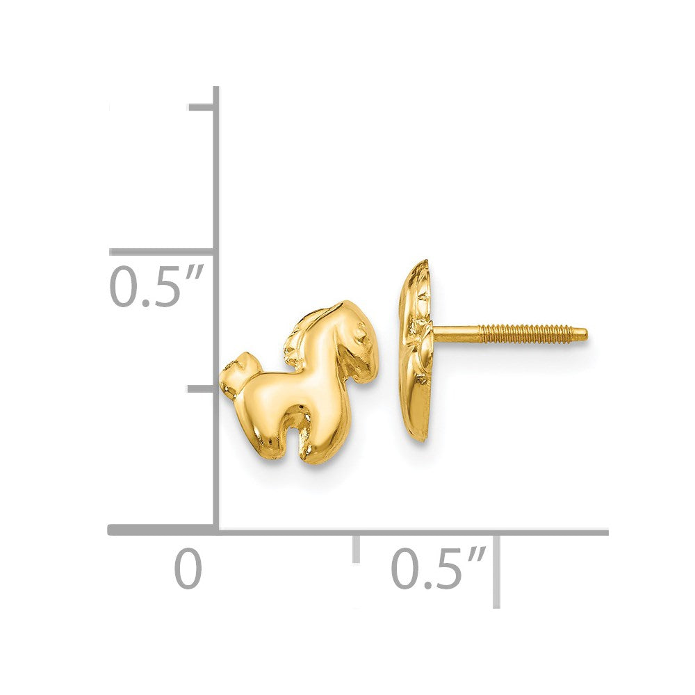 FJC Finejewelers 14 kt Yellow Gold Button Madi K Pony Screwback Earrings 10 mm x 5 mm