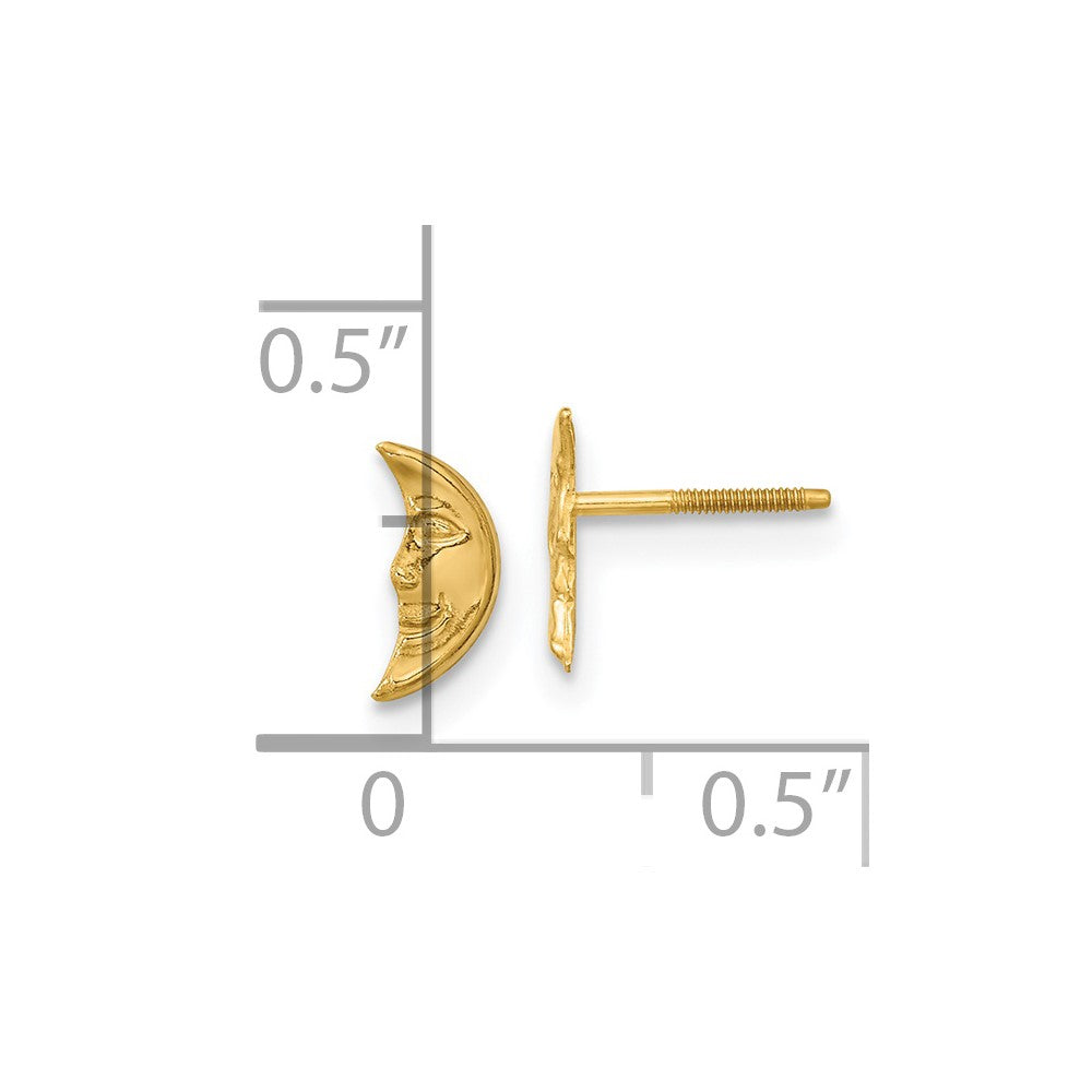 FJC Finejewelers 14 kt Yellow Gold Button Madi K Moon with face Post Earrings 8 mm x 4 mm