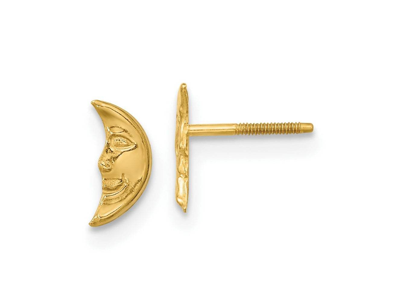 FJC Finejewelers 14 kt Yellow Gold Button Madi K Moon with face Post Earrings 8 mm x 4 mm