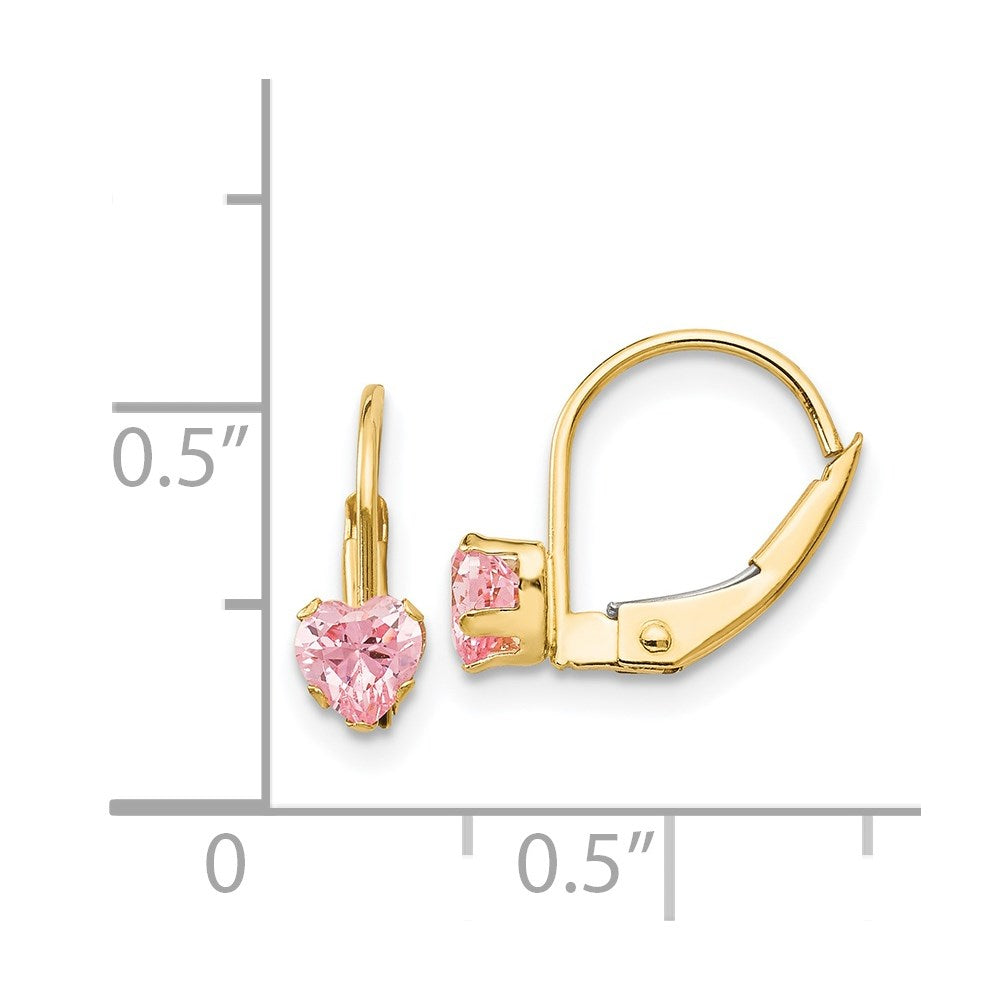 FJC Finejewelers 14 kt Yellow Gold Dangle Madi K Leverback 4mm Pink CZ Earrings 12 mm x 5 mm