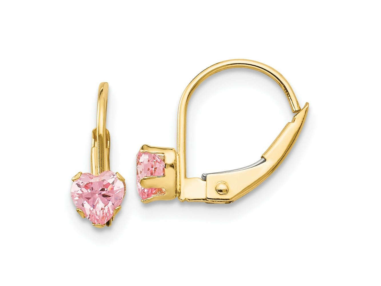 FJC Finejewelers 14 kt Yellow Gold Dangle Madi K Leverback 4mm Pink CZ Earrings 12 mm x 5 mm