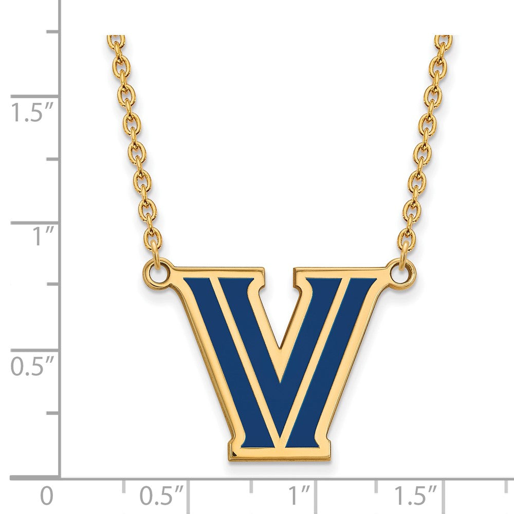 LogoArt Gold Plated Silver Villanova University Enamel Pendant Necklace 18 Inches x 22 mm