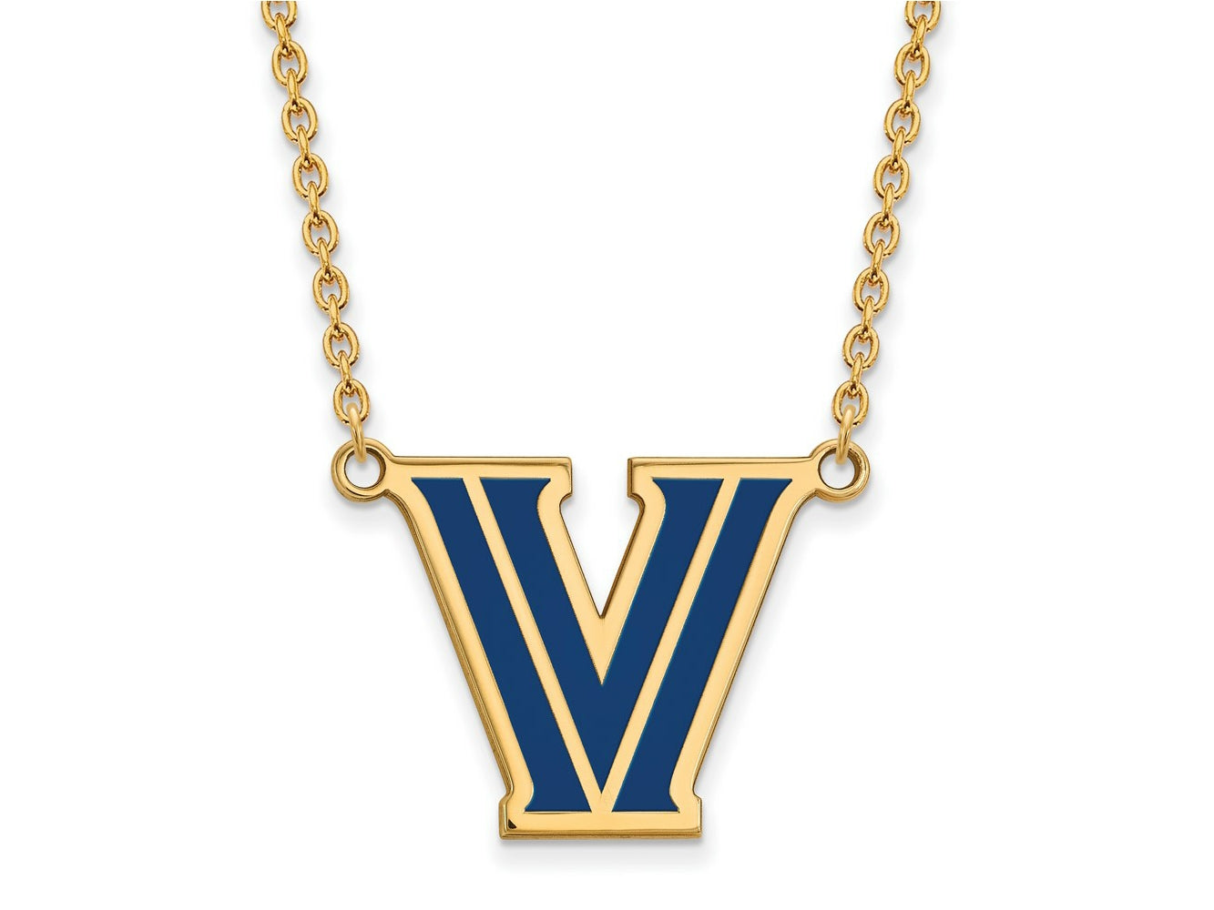 LogoArt Gold Plated Silver Villanova University Enamel Pendant Necklace 18 Inches x 22 mm