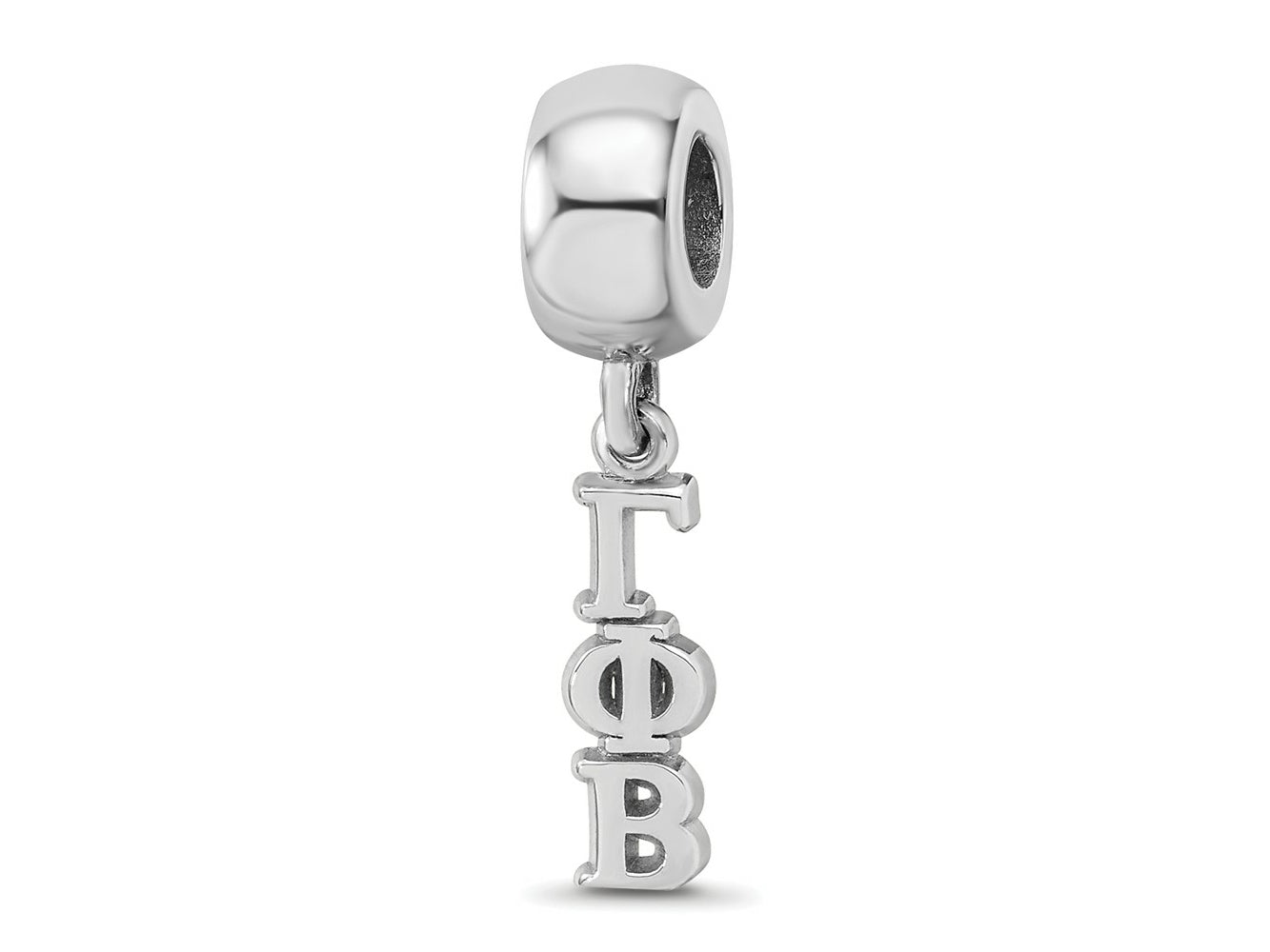 LogoArt 925 Sterling Silver Rhodium Platedd Gamma Phi Beta Vertical Letters Bead