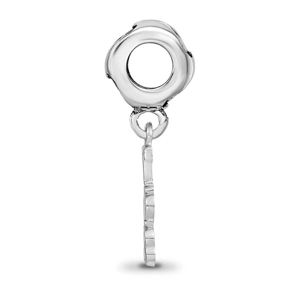 LogoArt 925 Sterling Silver Rhodium Platedd  Gamma Phi Beta Vertical Letter on Heart Bead