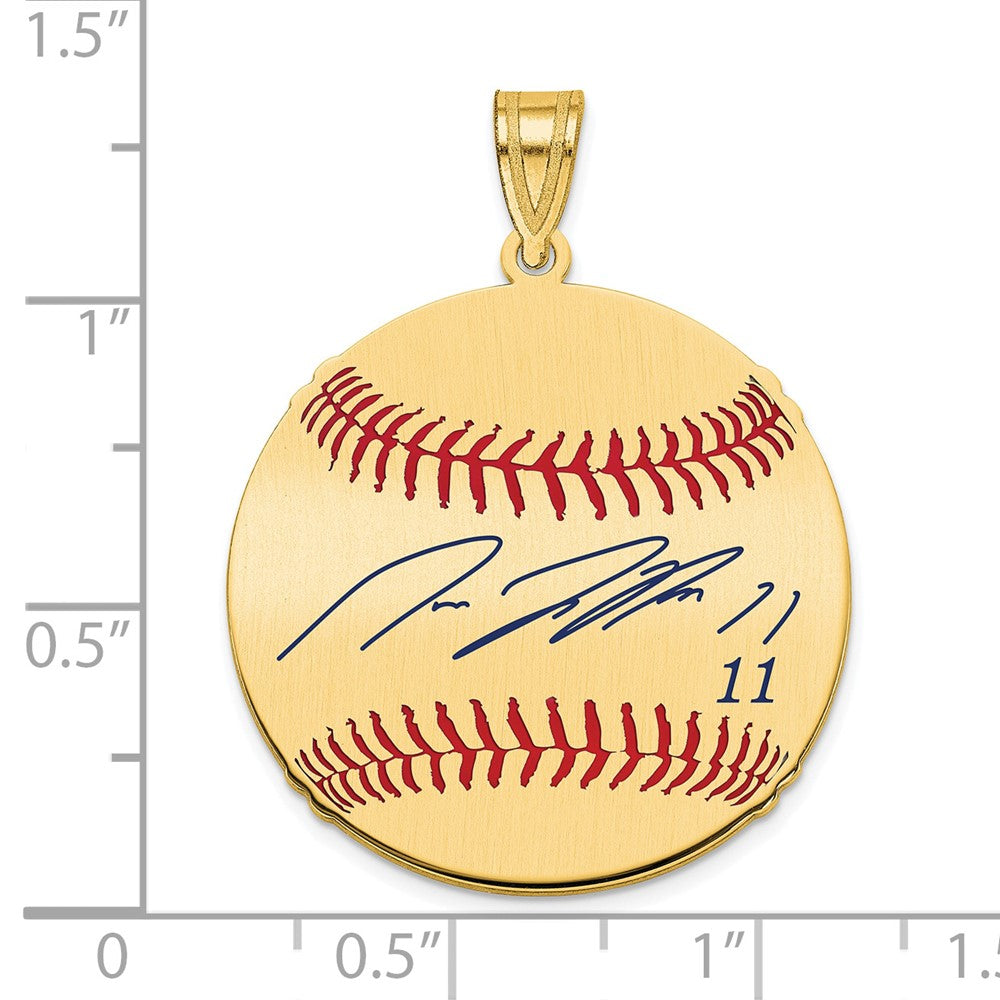 FJC Finejewelers Gold Plated Silver José Ramírez MLBPA Signature Epoxy Charm 33 x 25 mm