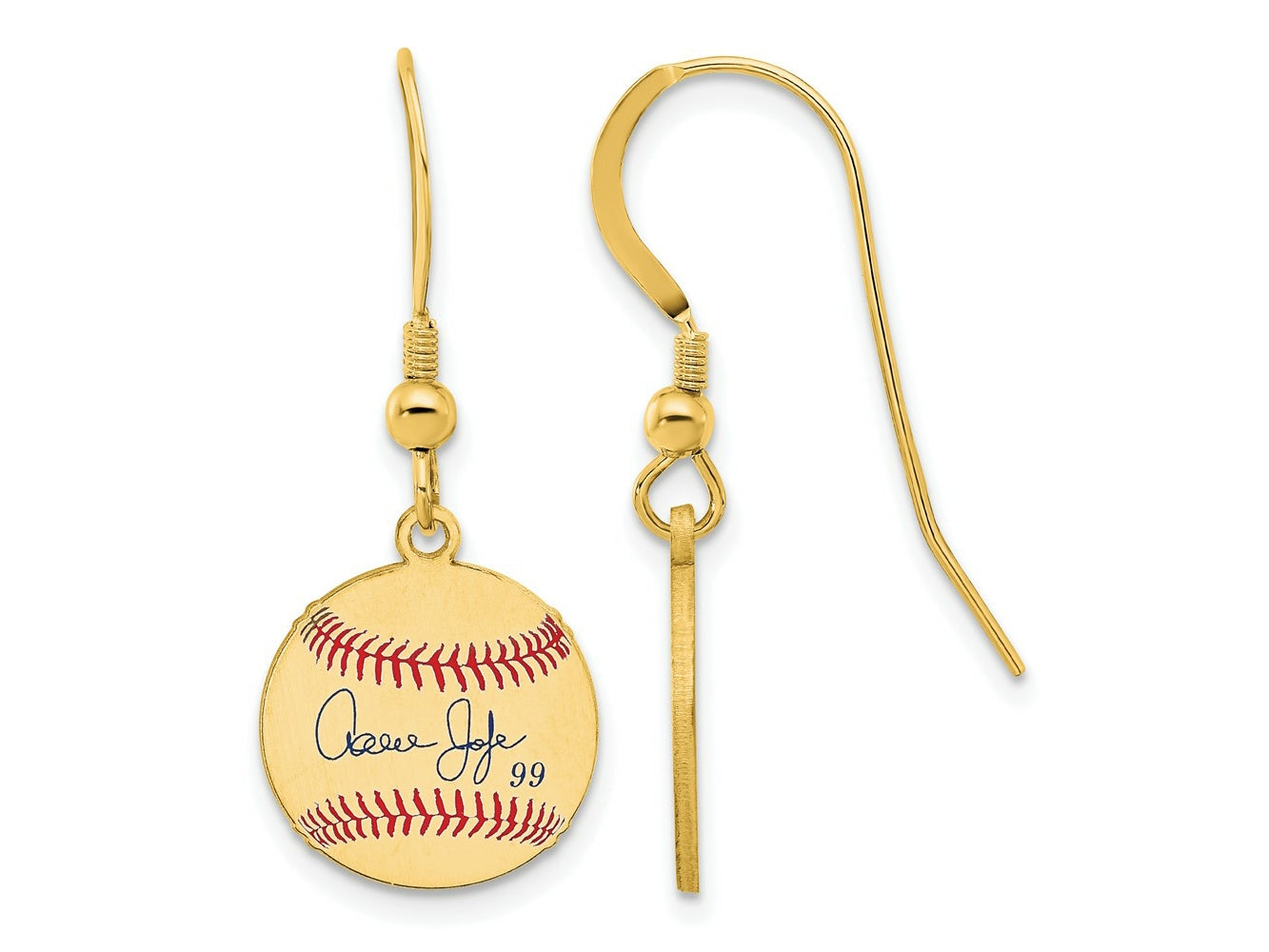 FJC Finejewelers Gold Plated Silver Aaron Judge MLBPA Signature Epoxy Earrings 31 x 12 mm