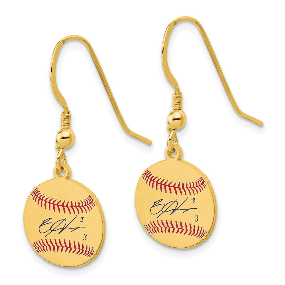 FJC Finejewelers Gold Plated Silver Bryce Harper MLBPA Signature Epoxy Earrings 31 x 12 mm