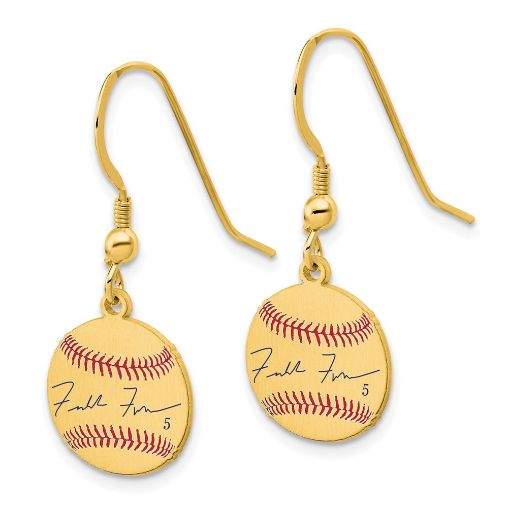 FJC Finejewelers Gold Plated Silver Freddie Freeman MLBPA Signature Epoxy Earrings 31 x 12 mm