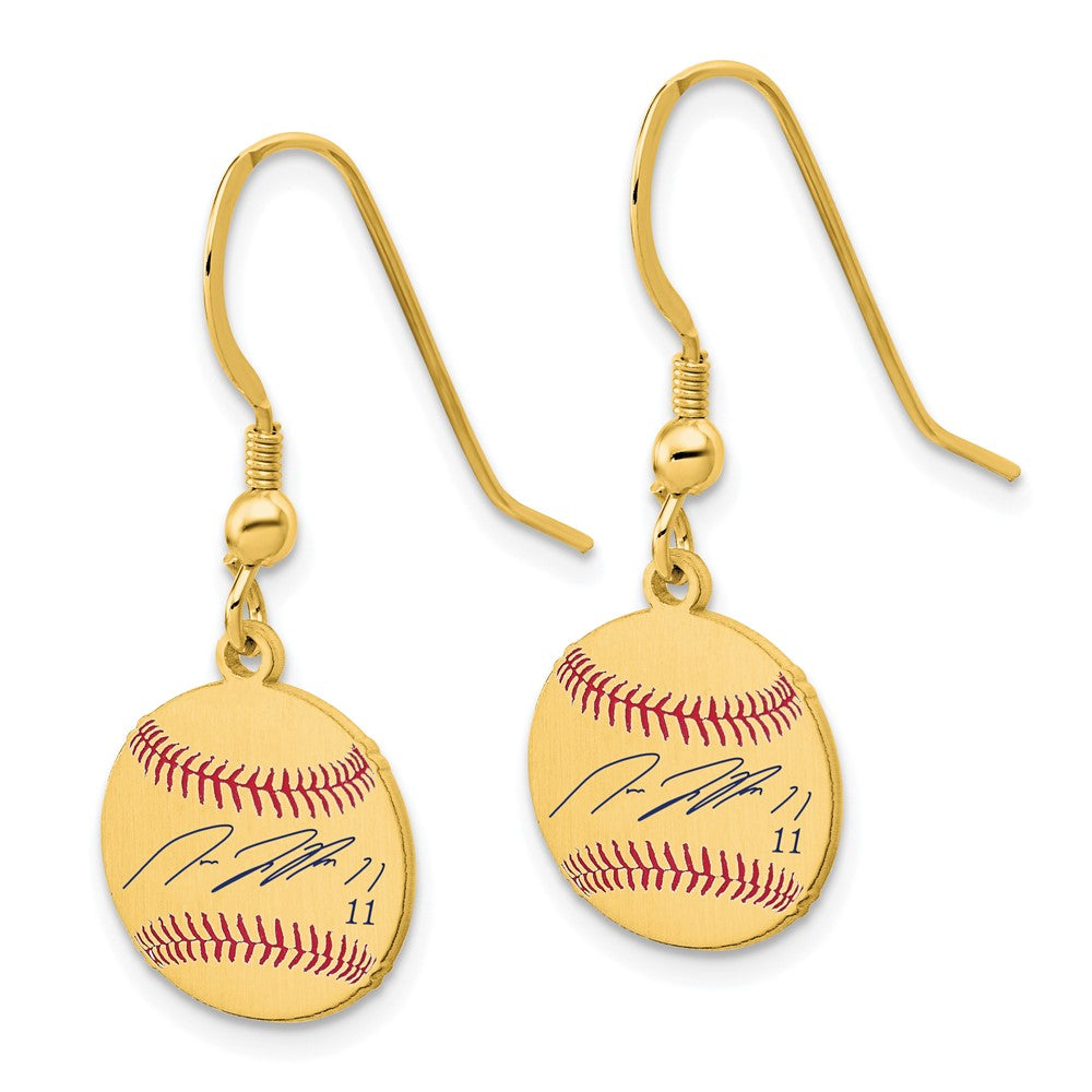 FJC Finejewelers Gold Plated Silver José Ramírez MLBPA Signature Epoxy Earrings 31 x 12 mm