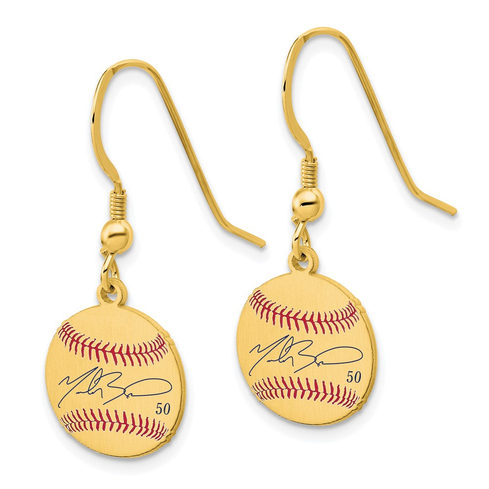 FJC Finejewelers Gold Plated Silver Mookie Betts MLBPA Signature Epoxy Earrings 31 x 12 mm