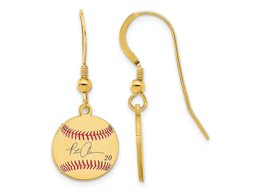 FJC Finejewelers Gold Plated Silver Pete Alonso MLBPA Signature Epoxy Earrings 31 x 12 mm