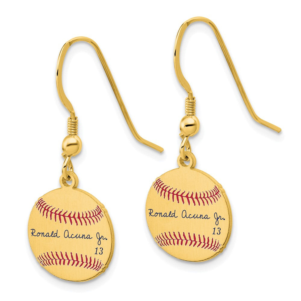 FJC Finejewelers Gold Plated Silver Ronald Acuña Jr. MLBPA Signature Epoxy Earrings 31 x 12 mm