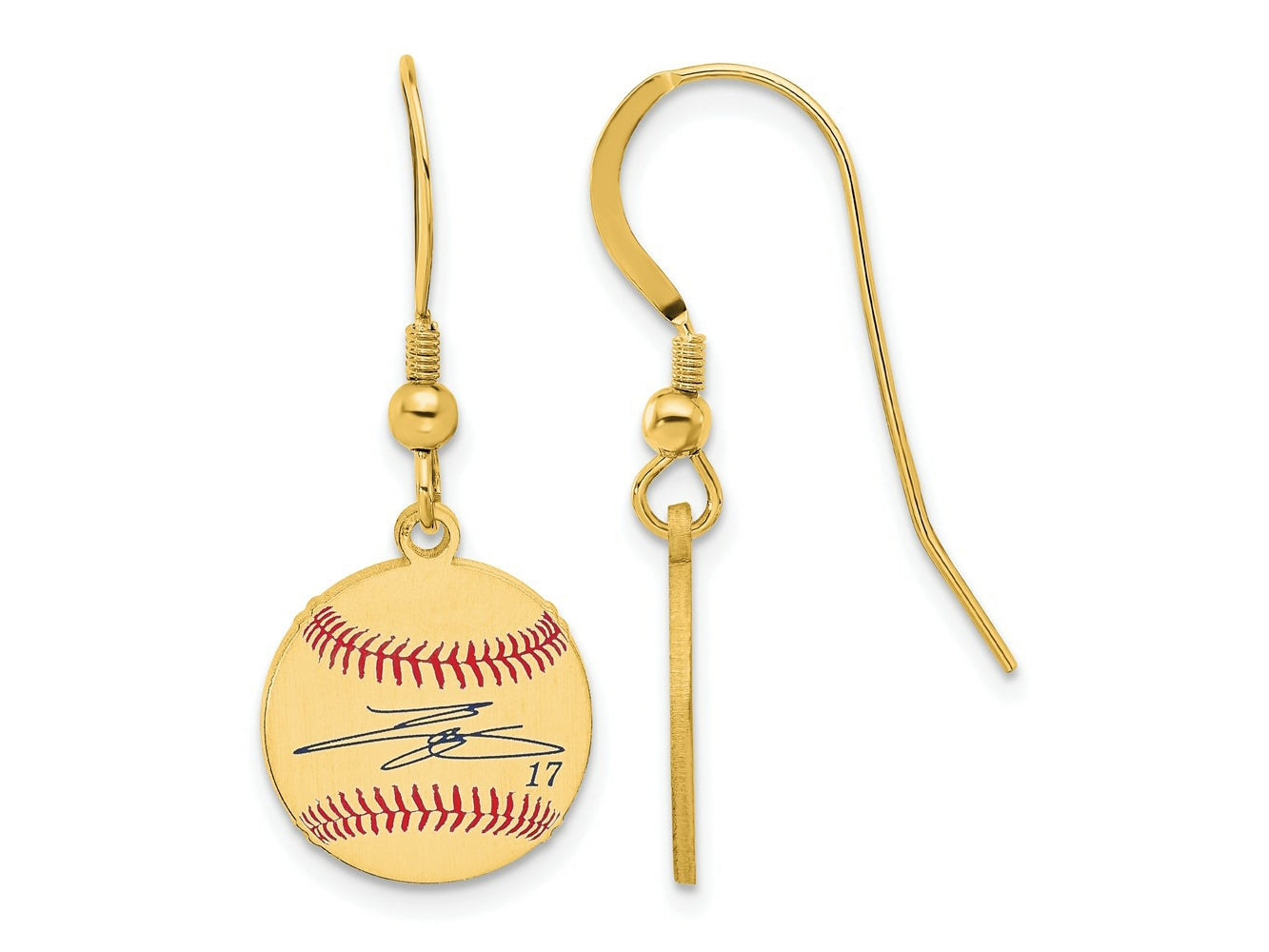 FJC Finejewelers Gold Plated Silver Shohei Ohtani MLBPA Signature Epoxy Earrings 31 x 12 mm