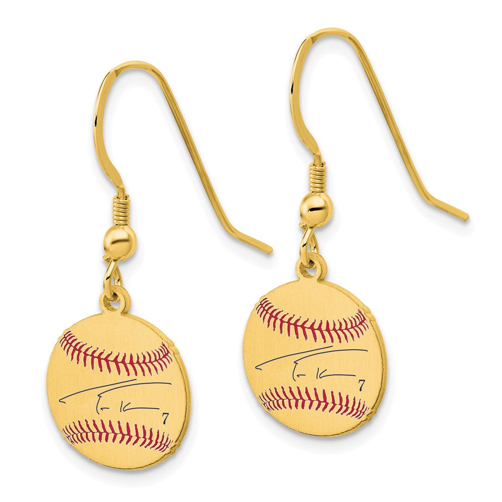 FJC Finejewelers Gold Plated Silver Trea Turner MLBPA Signature Epoxy Earrings 31 x 12 mm