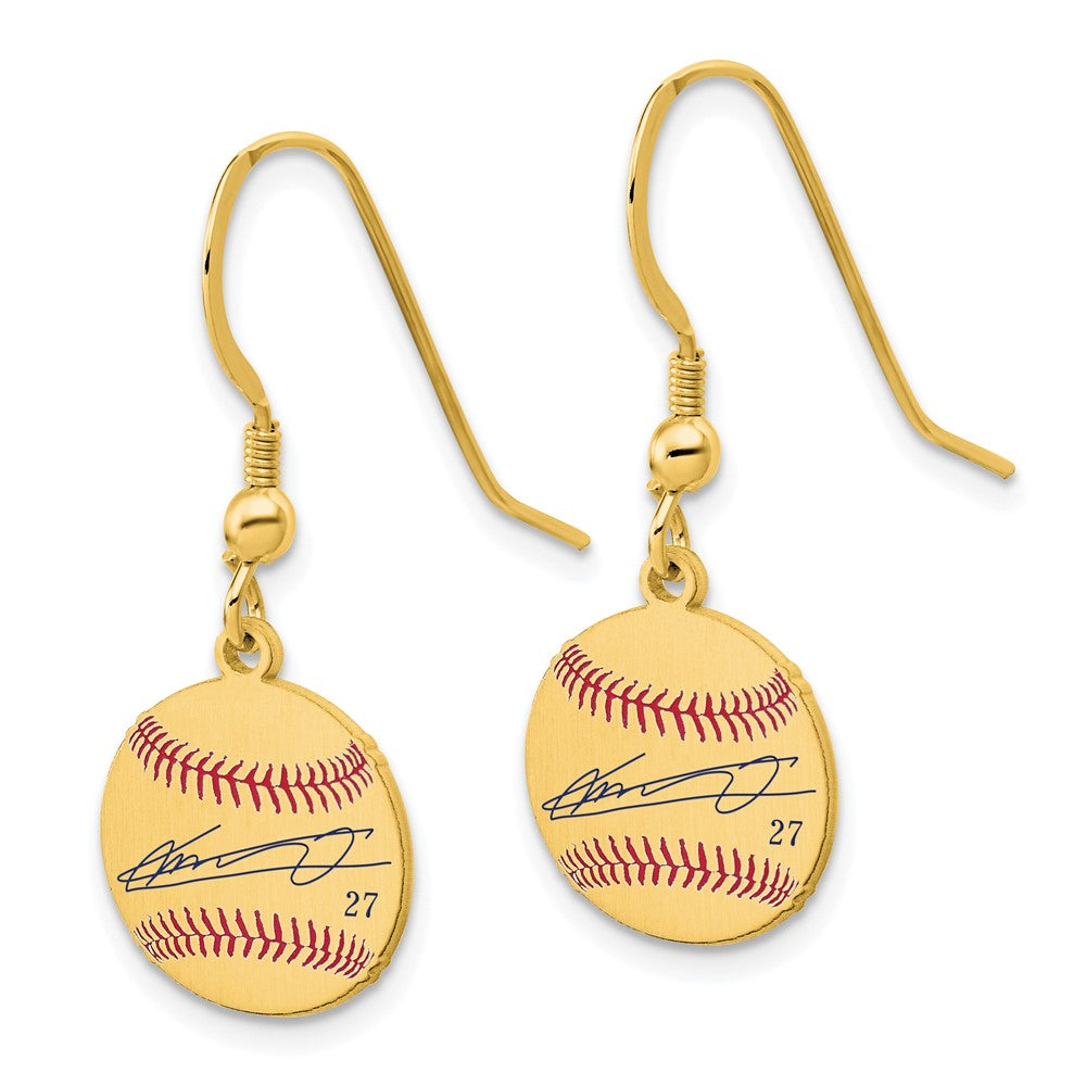 FJC Finejewelers Gold Plated Silver Vladimir Guerrero Jr. MLBPA Signature Epoxy Earrings 31 x 12 mm