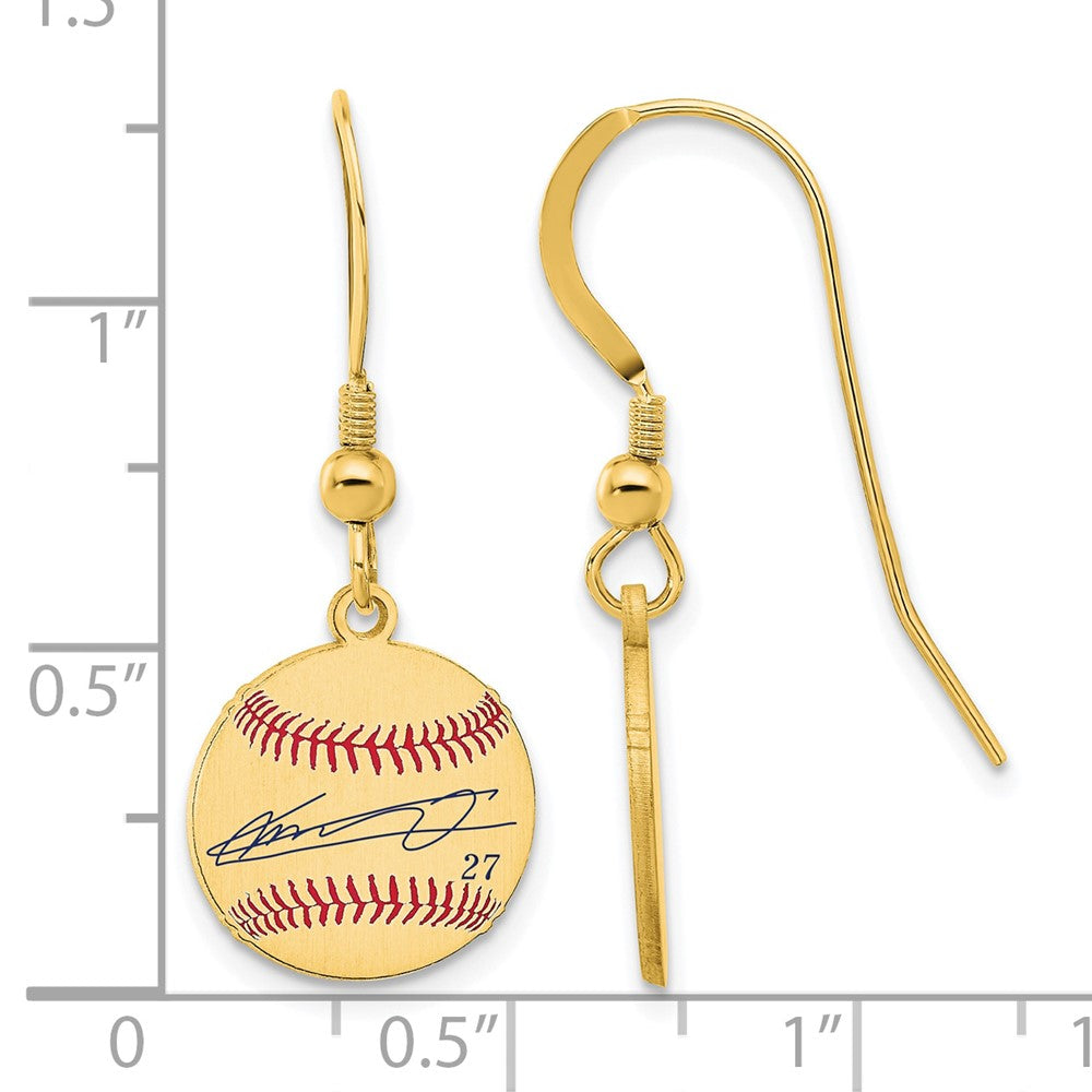 FJC Finejewelers Gold Plated Silver Vladimir Guerrero Jr. MLBPA Signature Epoxy Earrings 31 x 12 mm