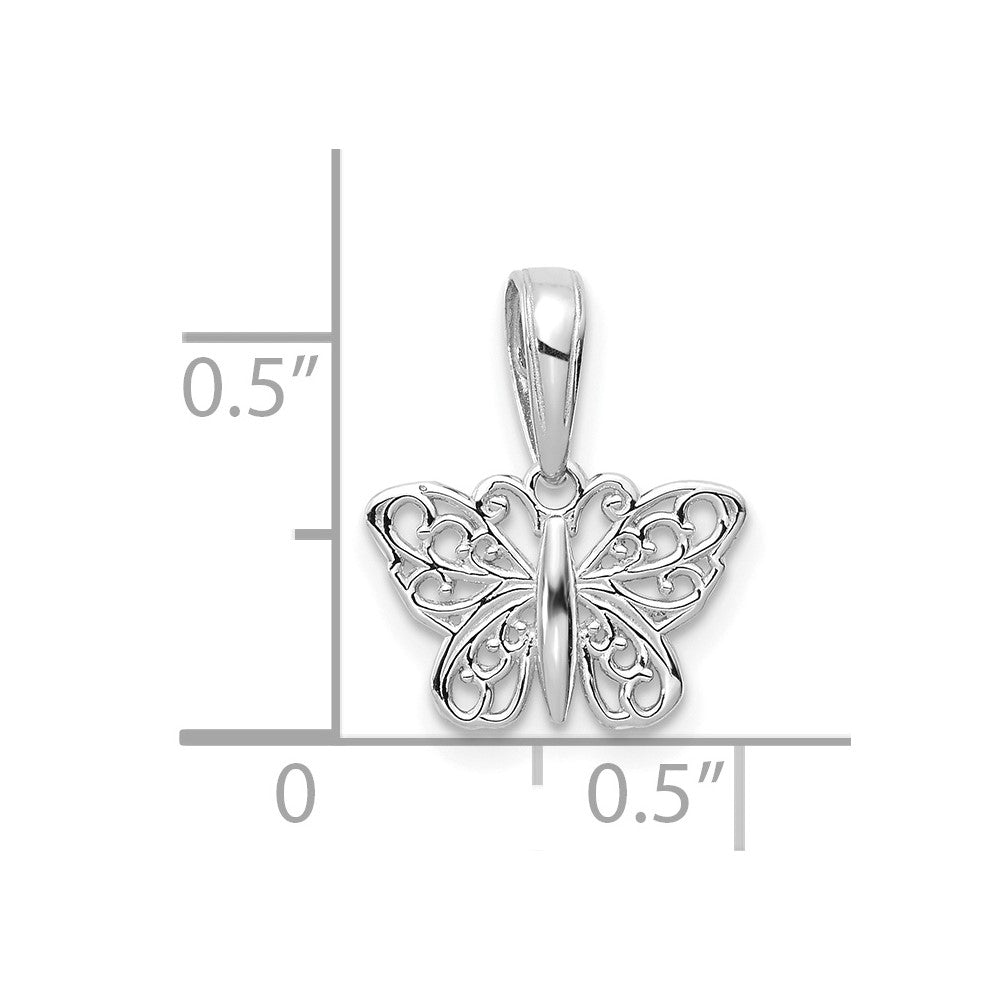 FJC Finejewelers 14 kt White Gold Polished Filigree Butterfly Charm 7 mm x 12 mm
