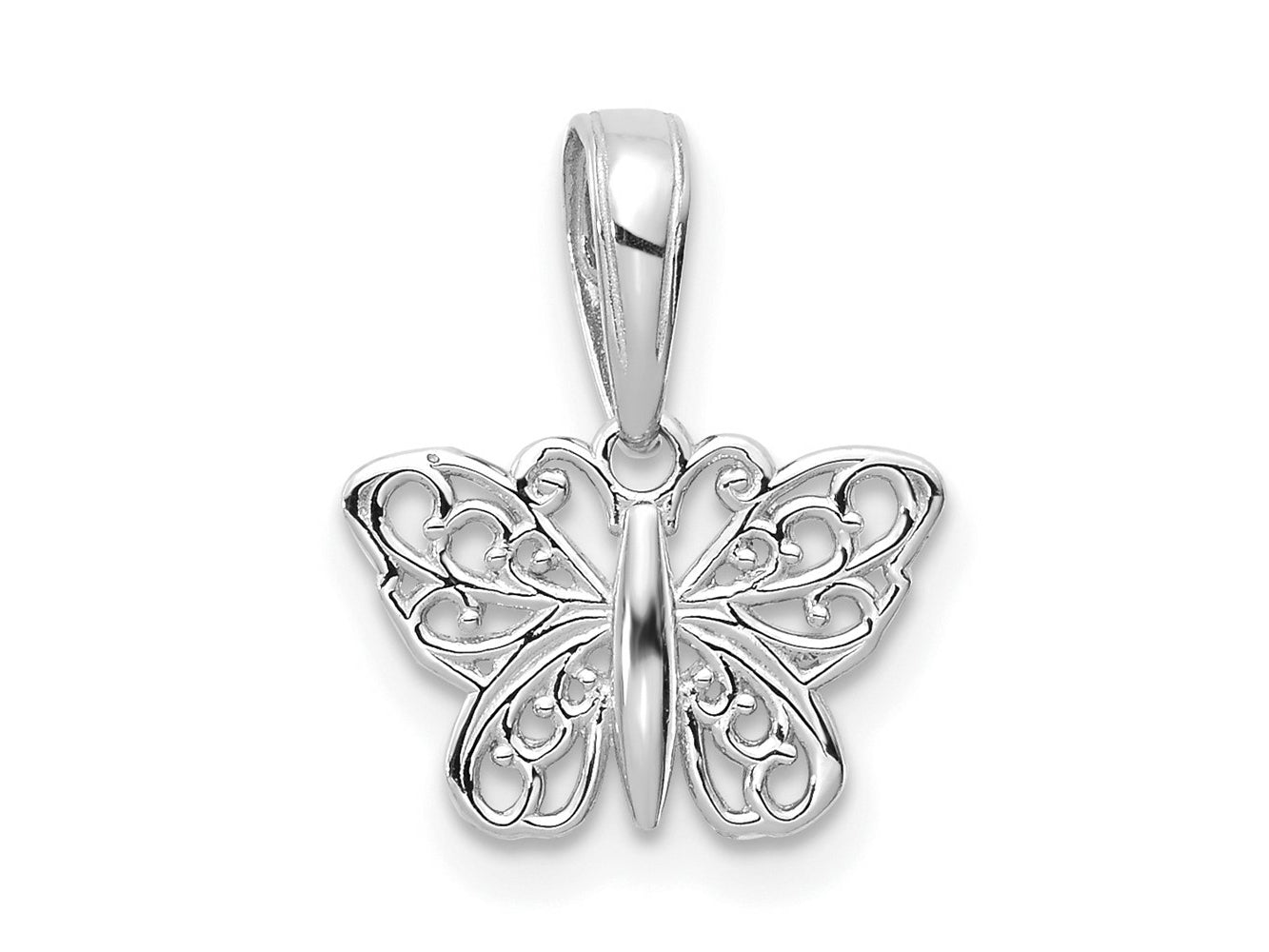 FJC Finejewelers 14 kt White Gold Polished Filigree Butterfly Charm 7 mm x 12 mm